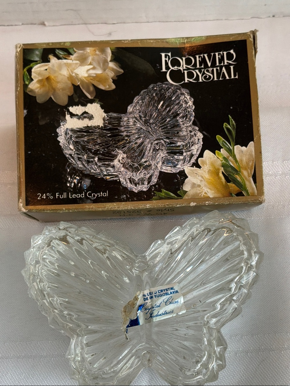Clear Glass Butterfly Dish - Clear trinket dish lead crystal
